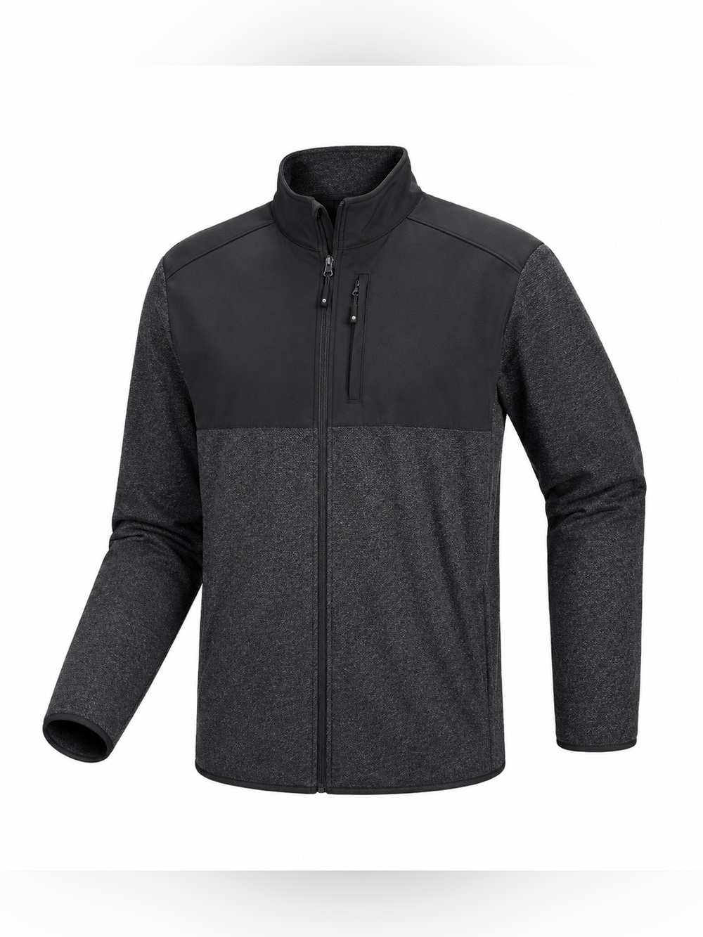 Men's Full-Zip Heathered Black Performance Jacket Sz 2XL